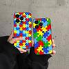 Autism Support Puzzle Phone Case Phone Case For Iphone 17 16 15 11 13 14 Pro Max X Xr Xs Max 12mini Black Shell Cover Case
