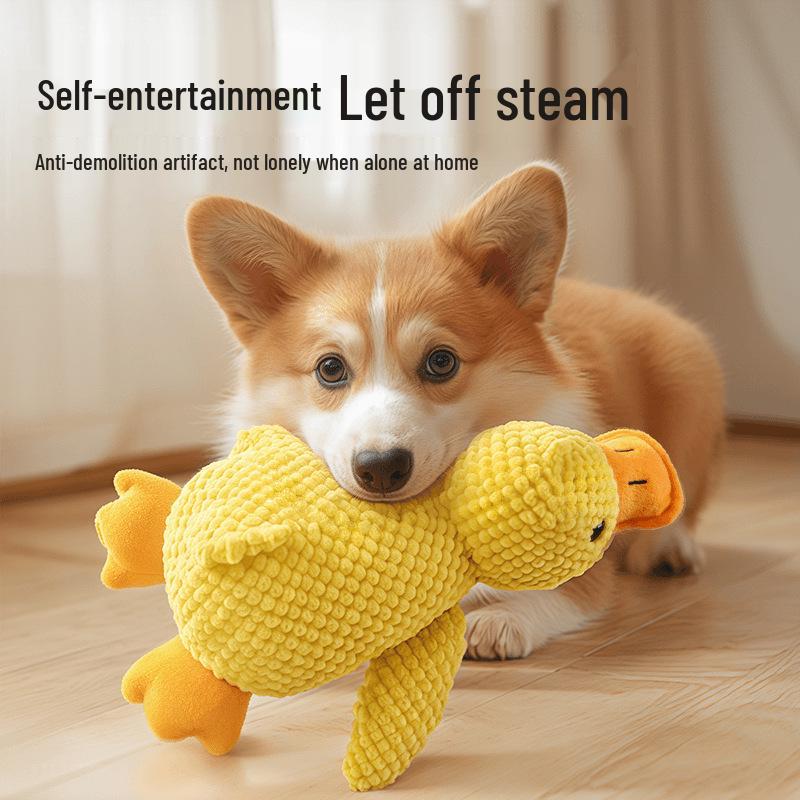 Pet Toy: Bite-Resistant Yellow Duck Plush for Teething Puppies and Dogs