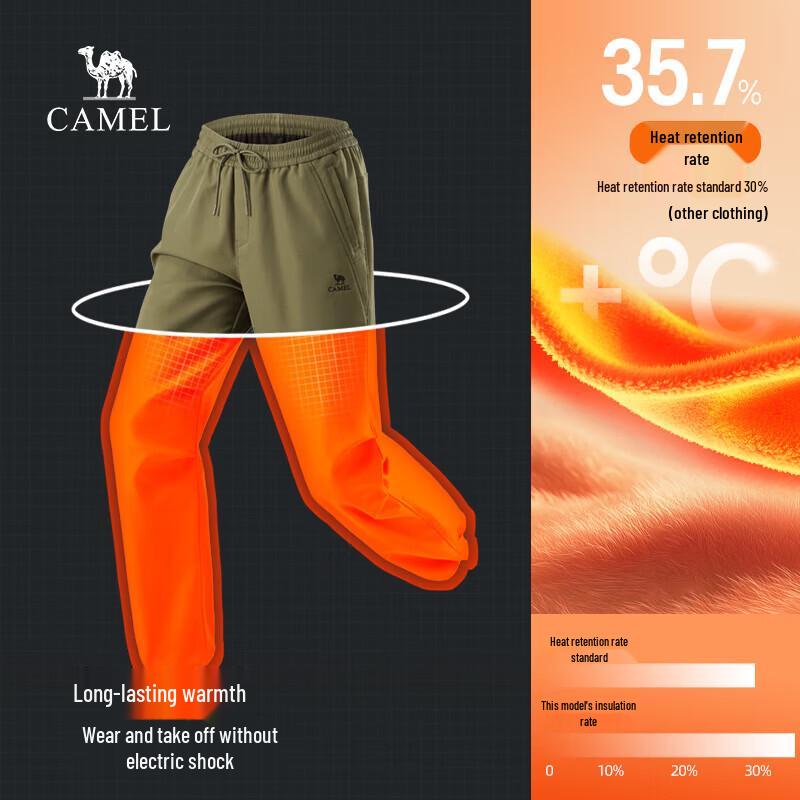 CAMEL Men's Fleece-lined Outdoor Casual Pants
