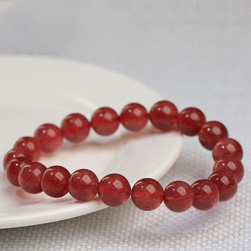Hongchu Crystal Natural Icy Strawberry Crystal Bracelet DIY Handmade jewelry Pigeon Blood Red Strawberry Quartz Loose Beads