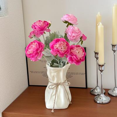 French Cream Style Vase Home Living Room Flower Arrangement Light Luxury Premium Dining Table Decoration Vase Flower Utensils