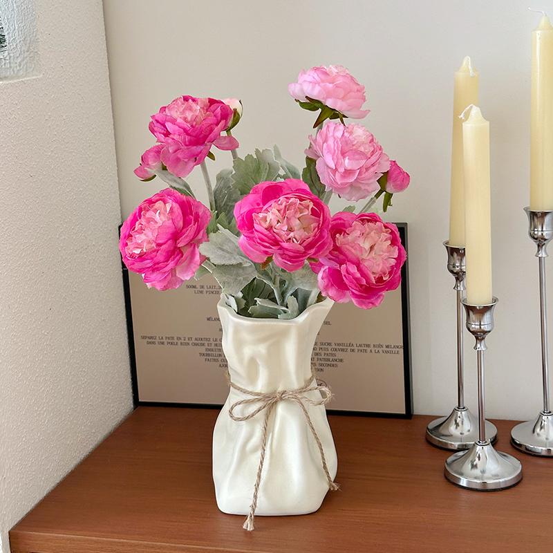 French Cream Style Vase Home Living Room Flower Arrangement Light Luxury Premium Dining Table Decoration Vase Flower Utensils