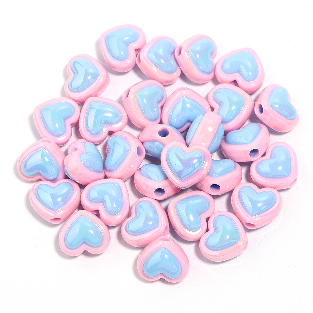 10-Pack Acrylic UV-Plated Two-Color Peach Heart Bead Phone Chain Pendant