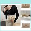 Charming Sweet Style Straw Daisy Lock Shoulder Bag Elegant Chain Crossbody Bag For Women 2024 Trendy Summer Versatile Chic Small Square Bag
