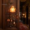Luminous Wind Chime Halloween Ghost Chime, Glow-in-The-Dark Hanging Ornament with Pumpkin Bat Spooky Patio Decorations Spider Charms, Rustproof Metal