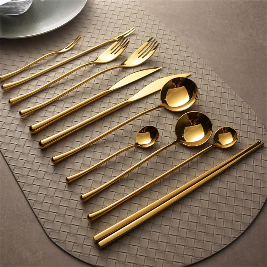 304 Stainless Steel Mirror Light Luxury High Value Steak Knife Fork And Spoon Three-piece Western-style Tableware Dessert Fork