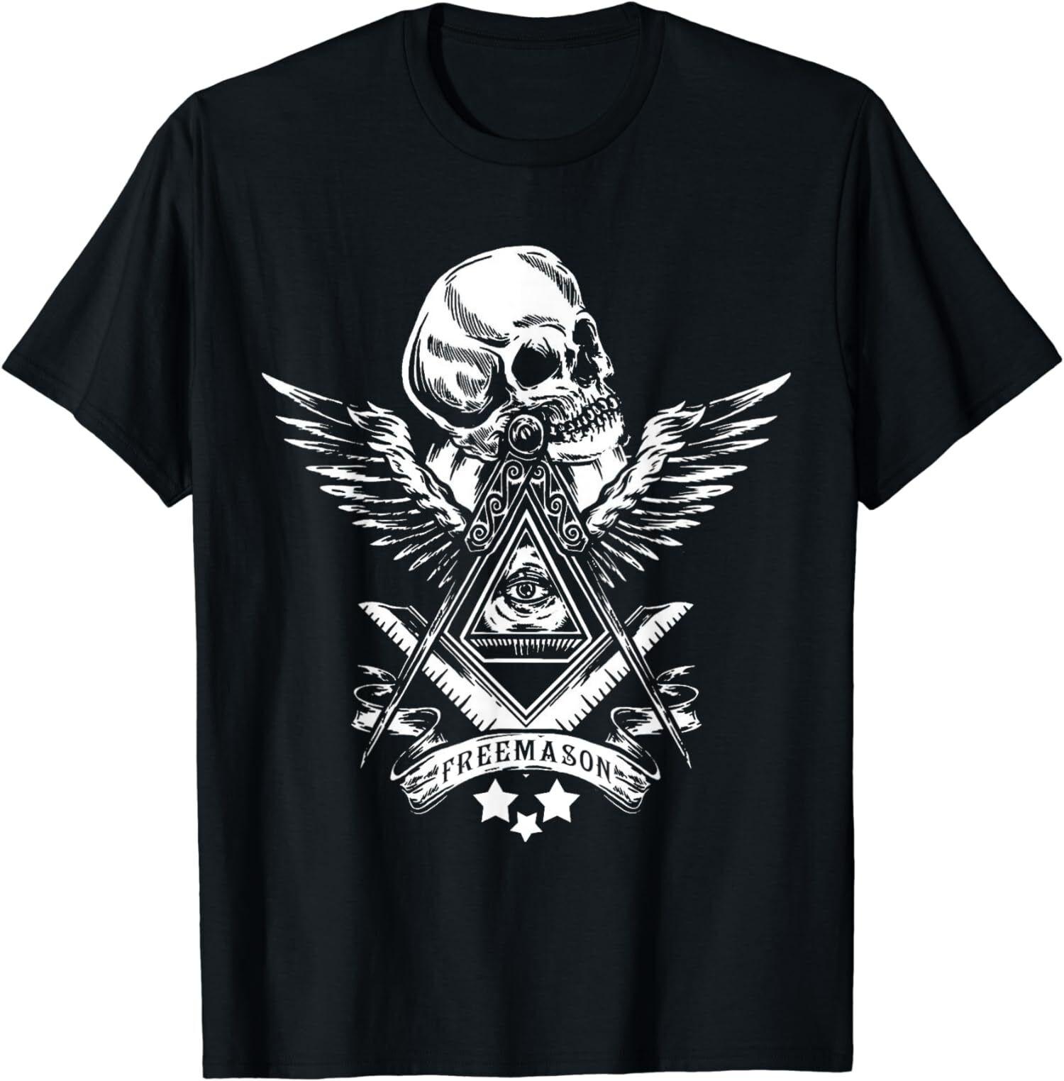 

Freemason Compass Square All-seeing Eye Wings Skull Masonic T-Shirt 100% Cotton O-Neck Summer Short Sleeve Casual Mens T-shir... 5XL різнокольоровий
