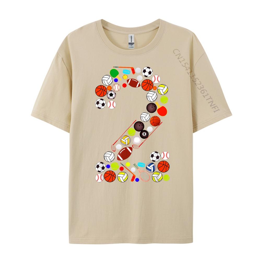 Kids 2nd Birthday Sports Big Number Two 2 Year Old Boy Mens Graphic Tshirts Mans Funny T Shirts Classic