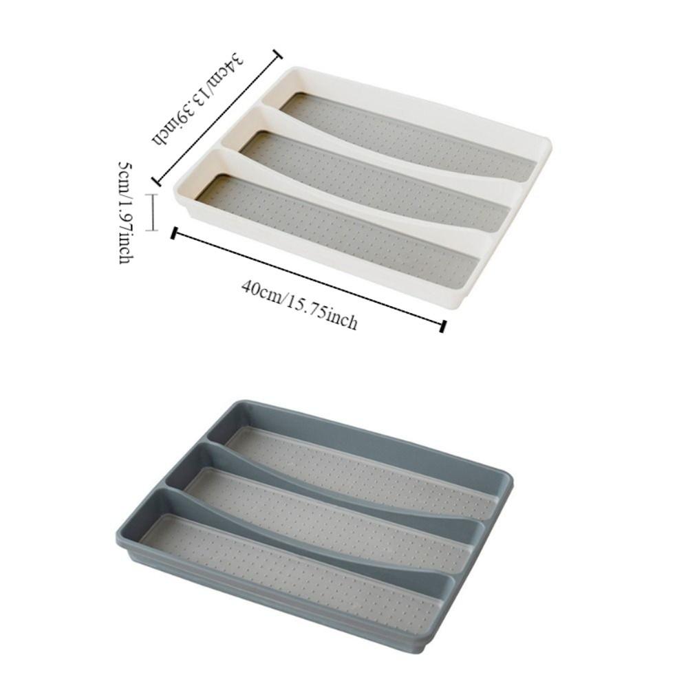3 Compartments Utensil Organizer Tray Non-Slip Flatware Organizer  Kitchen Drawers
