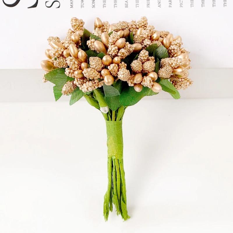 72Pcs Cherry Artificial Flower Heads Home Room Decoration Christmas Bouquet New Year 2025 Party Craft Flower Wreath Gift Accesso