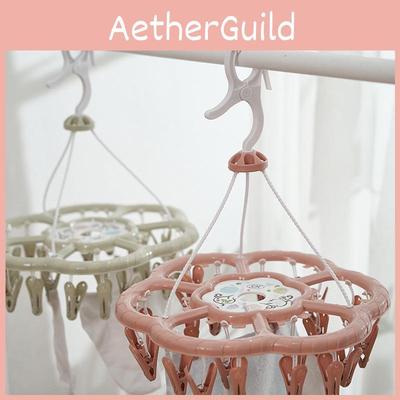 Versatile Plastic Clothing Drying Rack With 24 Clips For Efficient Air Drying