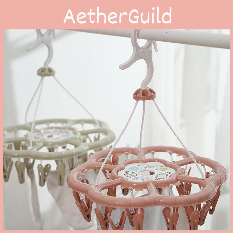 Versatile Plastic Clothing Drying Rack With 24 Clips For Efficient Air Drying