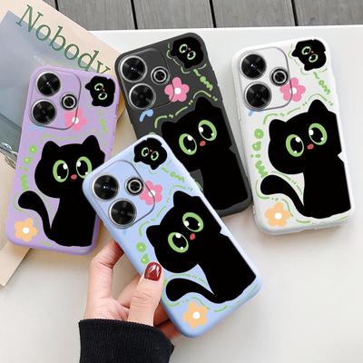 Husa din silicon moale Black Cat pentru Xiaomi Redmi Note 13 Pro 13C 14T Poco C65 Samsung A55 M35 A35 S24 Huawei Honor 200 iPhone 15 Realme Husa rezistenta la socuri