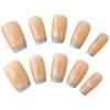 Square Press On Nail Cats Eye Fake Nail with Smile Designs Full Cover Glues On Nail Glossy Acrylic Nail Artificial Nail