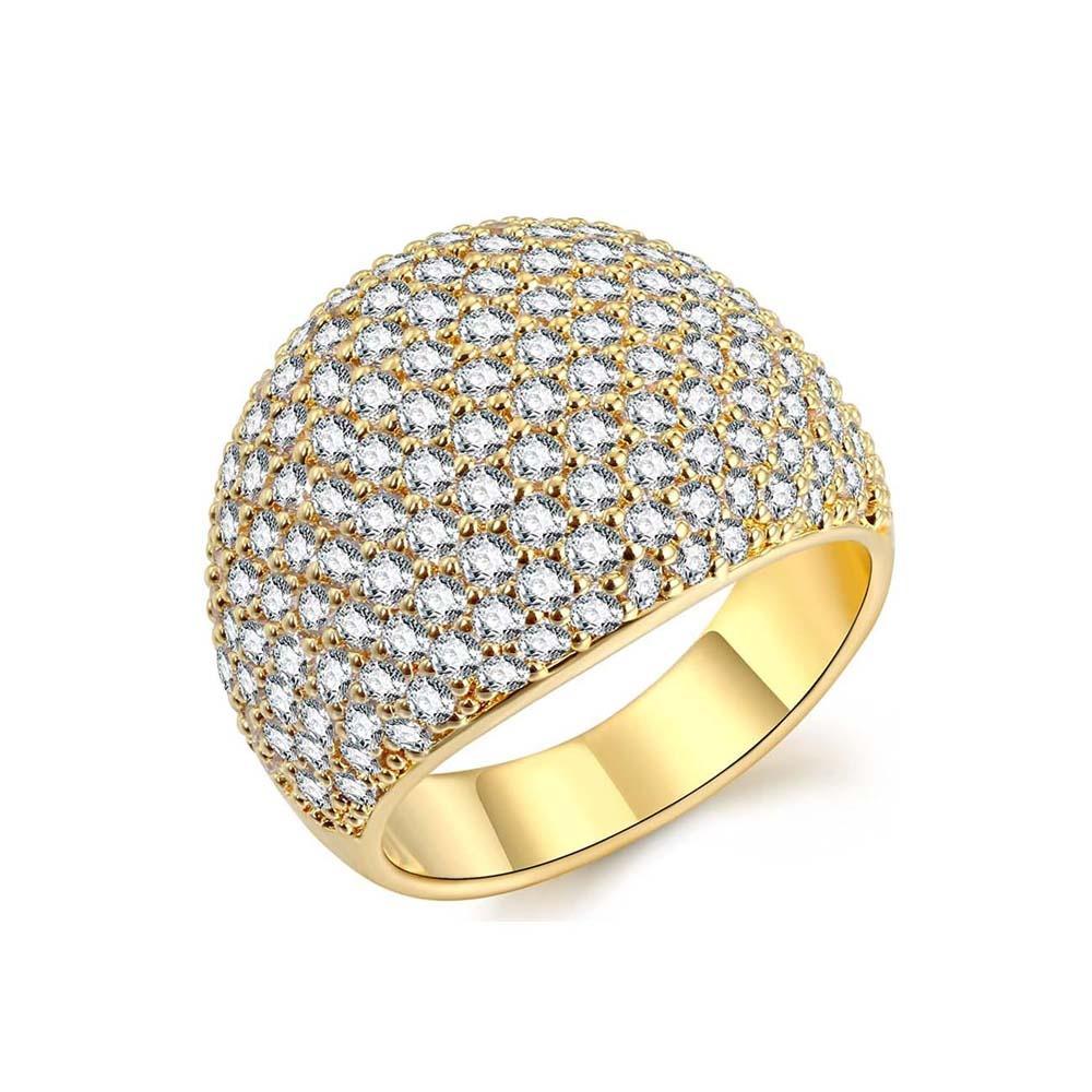

Hard Rhinestone-inlay Ring Exaggerated Sparkling Finger Circle New Golden Round Ring Daily 8 золотой