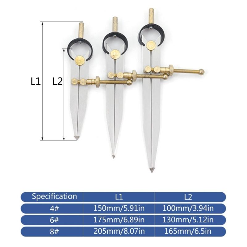 Divider Leather-Compass 4/6/8 Inch Metal-Compass Leather Divider Tool Carbon Steel Scriber for Woodworking Geometry