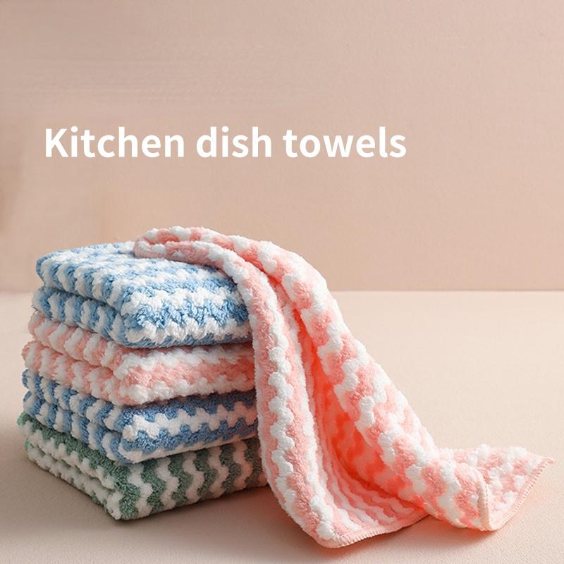 

5 шт. впитывающее коралловое флисовое полотенце, кухонная ткань для чистки посуды, маслостойкая тряпка, посуда, домашнее чистящее полотенце 25*25CM