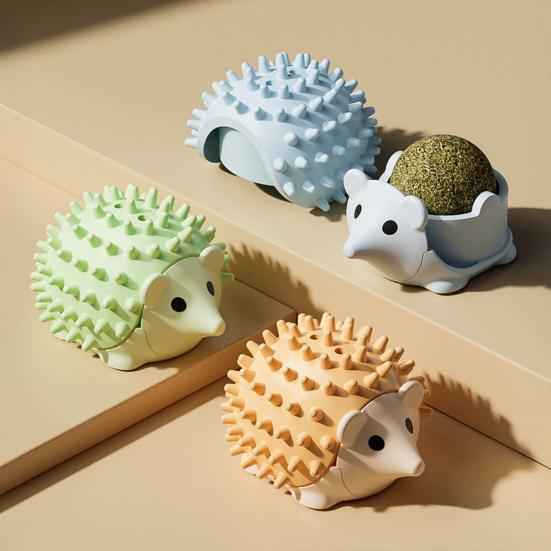 Hedgehog Face Scratcher Cat Toy with Catnip Ball Anxiety Relief Indoor Cats Catnip Stick-on Wall Toy Interactive Teething Boredom Entertainment Toy