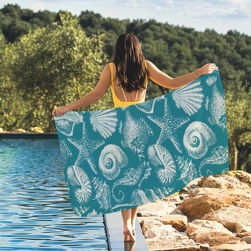 

Ocean Design with Palm Leaves & Flowers Towel Quick Drying Beach Towels Are Suitable For Swimming Pools Camping Yoga And The Gym W30*H60(CM)