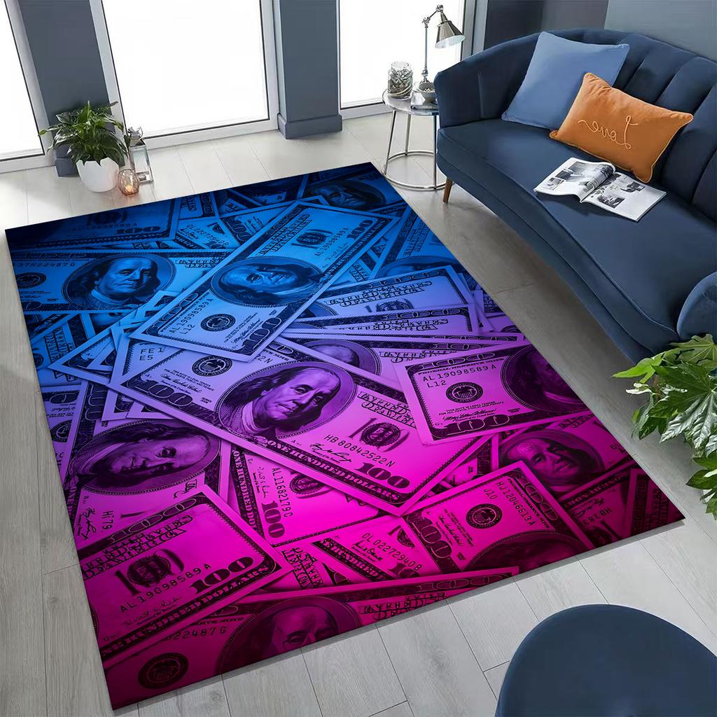 3D Personality Money USD Euro RICH Pattern Rug for Bedroom Living Room Sofa Home Doormat Decor,Large Kid Play Non-slip Floor Mat