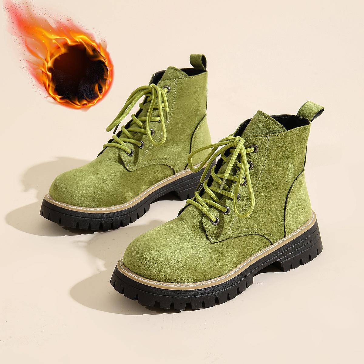 

Women s Wide Width Platform Martin Boots, Chunky Heel British Style Ankle Boots, Multi-Color Versatile Winter Booties 43 фарби люмінесцентні зелений колір