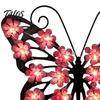 Backyard Butterfly Wall Accents 2Pcs Solar Lights Outdoor Metal Decor, IP65 Waterproof Sculpture Lights, Hanging Art for Garden Fence Patio Porch Yard