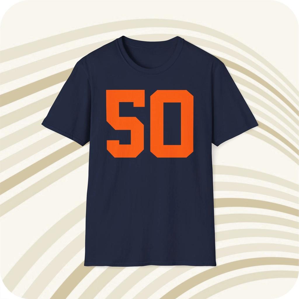 Men's and Women's T-shirts Dick Butkus Illinois Fighting Illini #50 Jersey T-Shirt - Front & Back Print