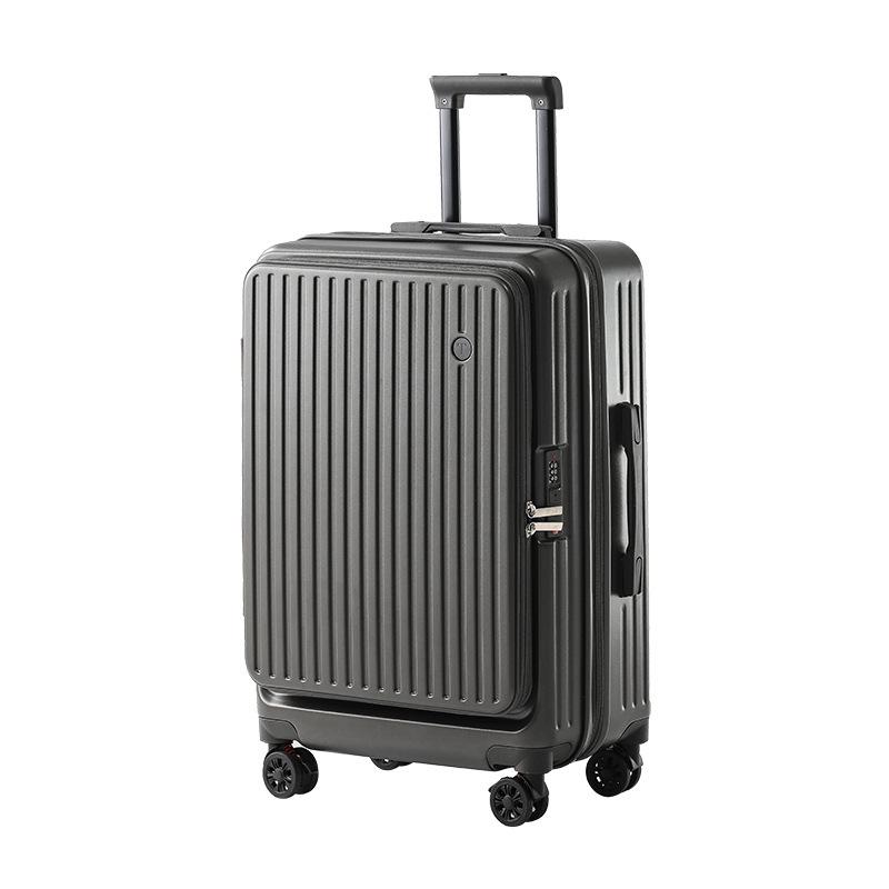 Side-Opening Expandable Luggage Set: Includes Large 24-Inch Suitcase with 20-Inch Carry-On, Silent Universal Wheels, and Trolley Attachment.