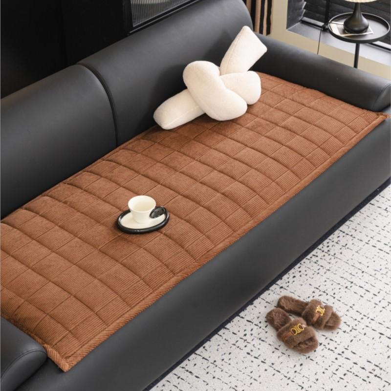 Modern Minimalist Non-Slip Leather & Solid Wood Sofa Pad Deep Gray Office Seat Cushion with Anti-Slip Design Wooden Sofas