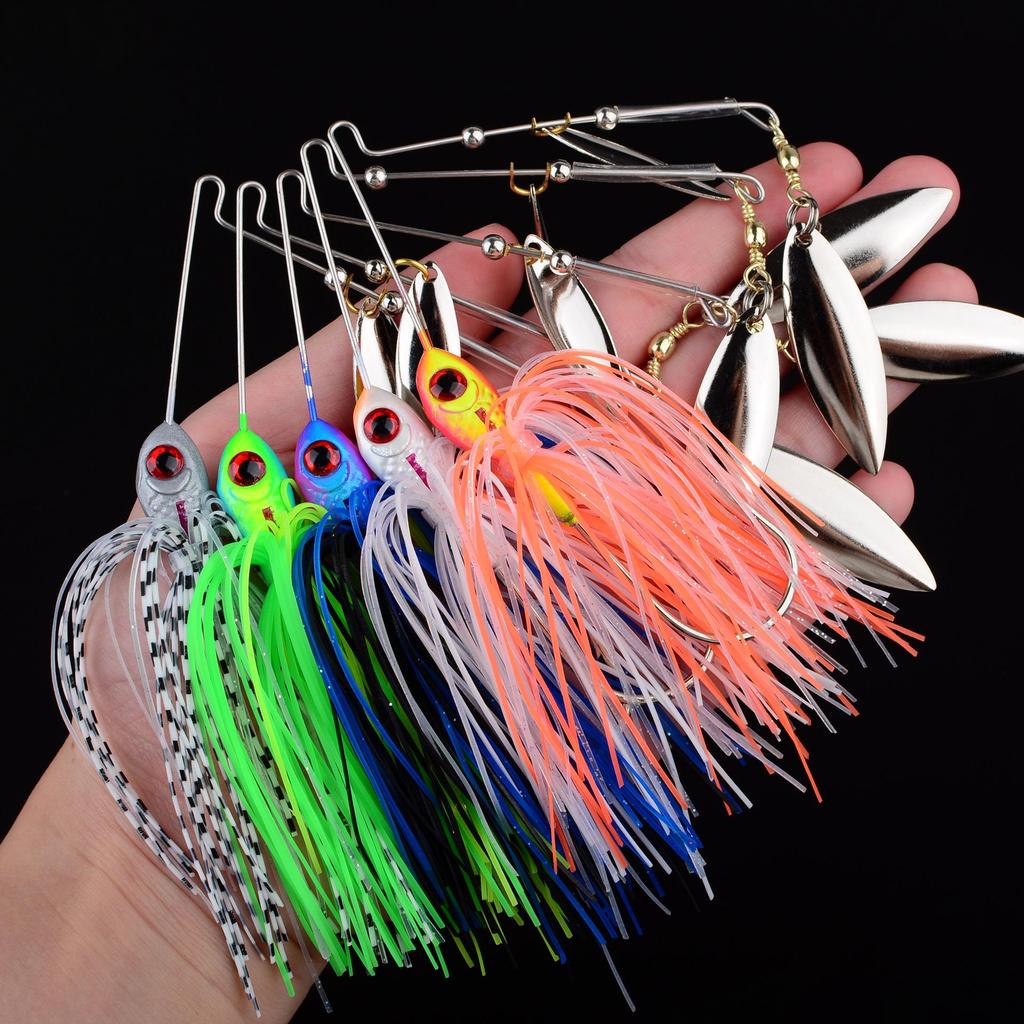 Bearded Guy Anti-Hang Spinner Blade Willow Leaf Jig Head Hook Artificial Fishing Bait 3-Pack