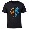 Portal Game Split Figure Color Splash Graphic Man's T-Shirt
