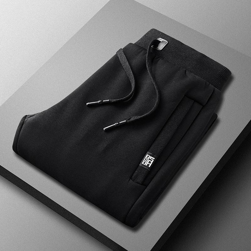 Autumn Winter Sports Trousers Men's Small Feet Padded Thickened Lamb Wool Trousers Warm Cotton Trousers Slim Drawstring Men's Casual Trousers