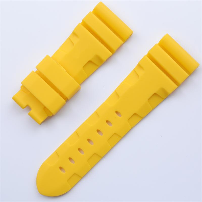 22mm 24mm 26mm Quality Soft Nature Silicone Rubber Watchband Black Blue Gray Green Red For Panerai Strap Waterproof Wristband
