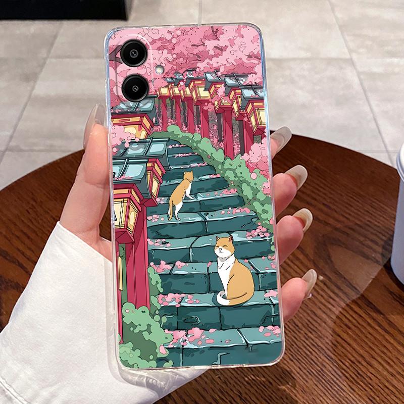 For Samsung Galaxy A07 4G 2025 Silicone Aesthetic Fashion Cute Cat Phone Case Transparent Soft TPU Casing SamsungA07 Back Cover