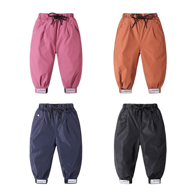 2-7 Years Kids Warm Drawstring Pants Adjustable Cuffs Windproof Pants