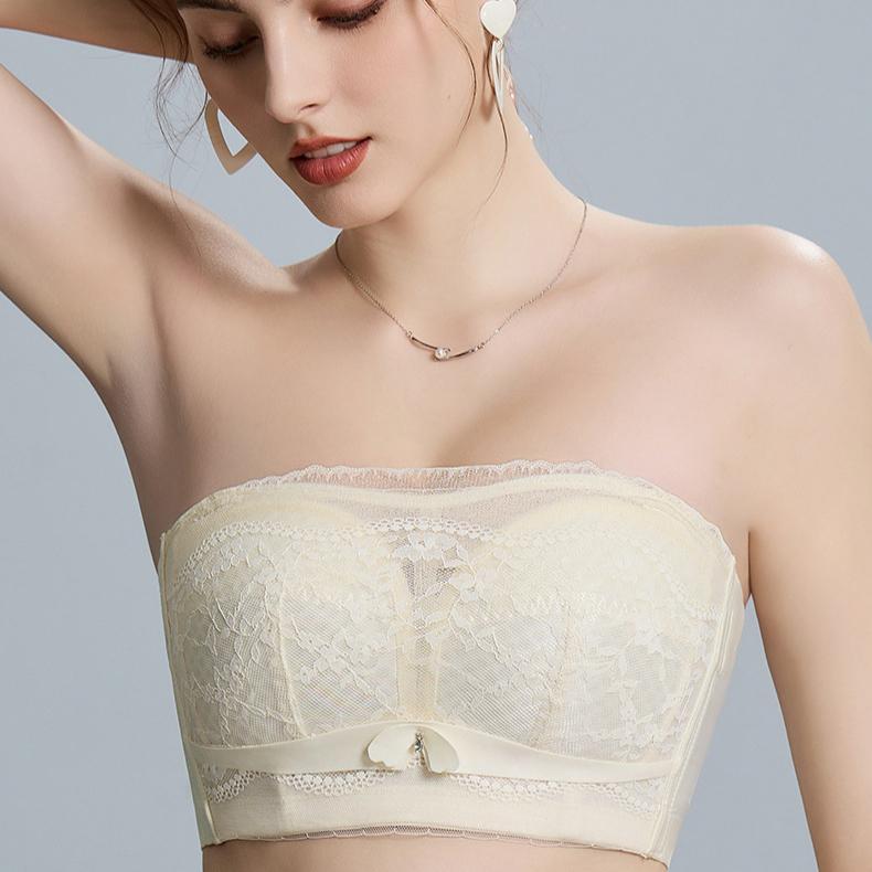 Summer Strapless Bra for Women Invisible Back Wrapped Chest and Tied Chest Plus Size Bra