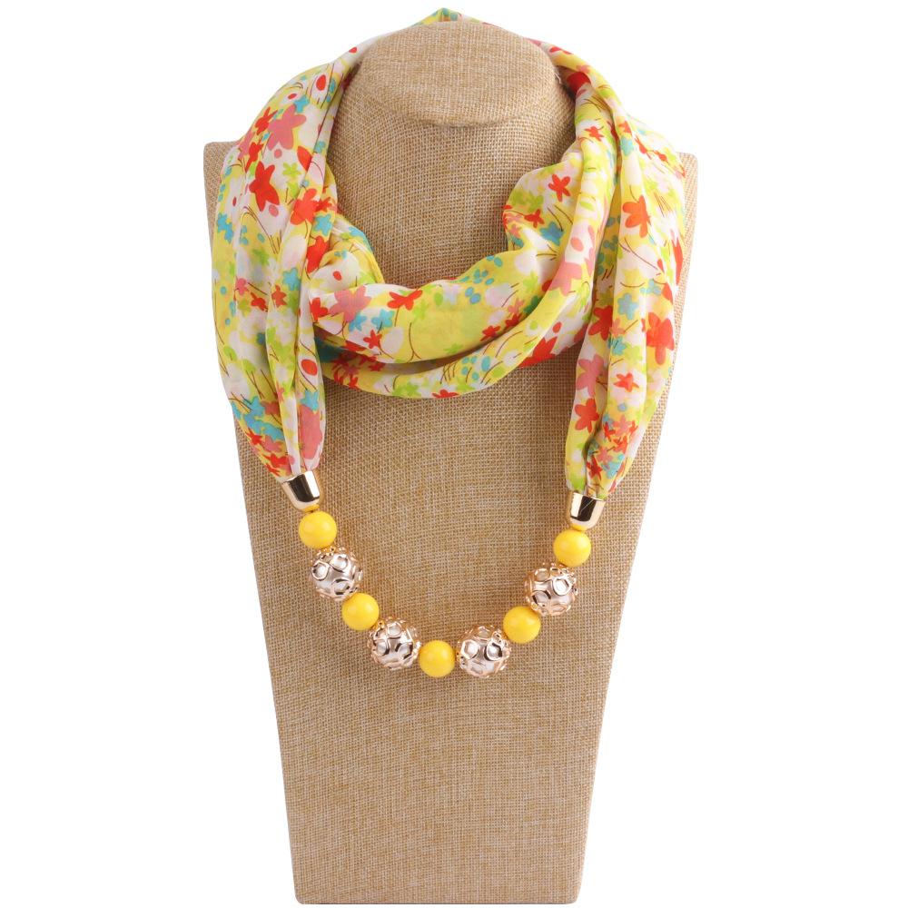 Chiffon Scarf Spring and Summer Women's Pearl Necklace Pendant Scarf Rainbow Scarf Clothing Accessories Scarf