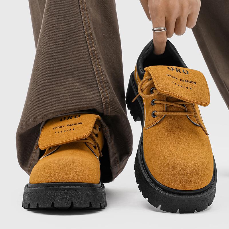 Men's 2025 Derby Boots Low Top Workwear Shoes Chunky Sole Suede Leather Breathable Comfortable Non-Slip Vintage Style Shoes