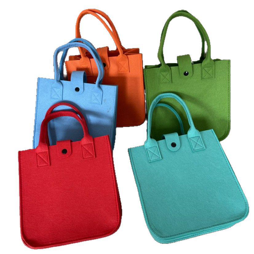 Nezha Versatile Solid Color Felt Tote Bag - Large Capacity with Thick Cloth and Double Handles