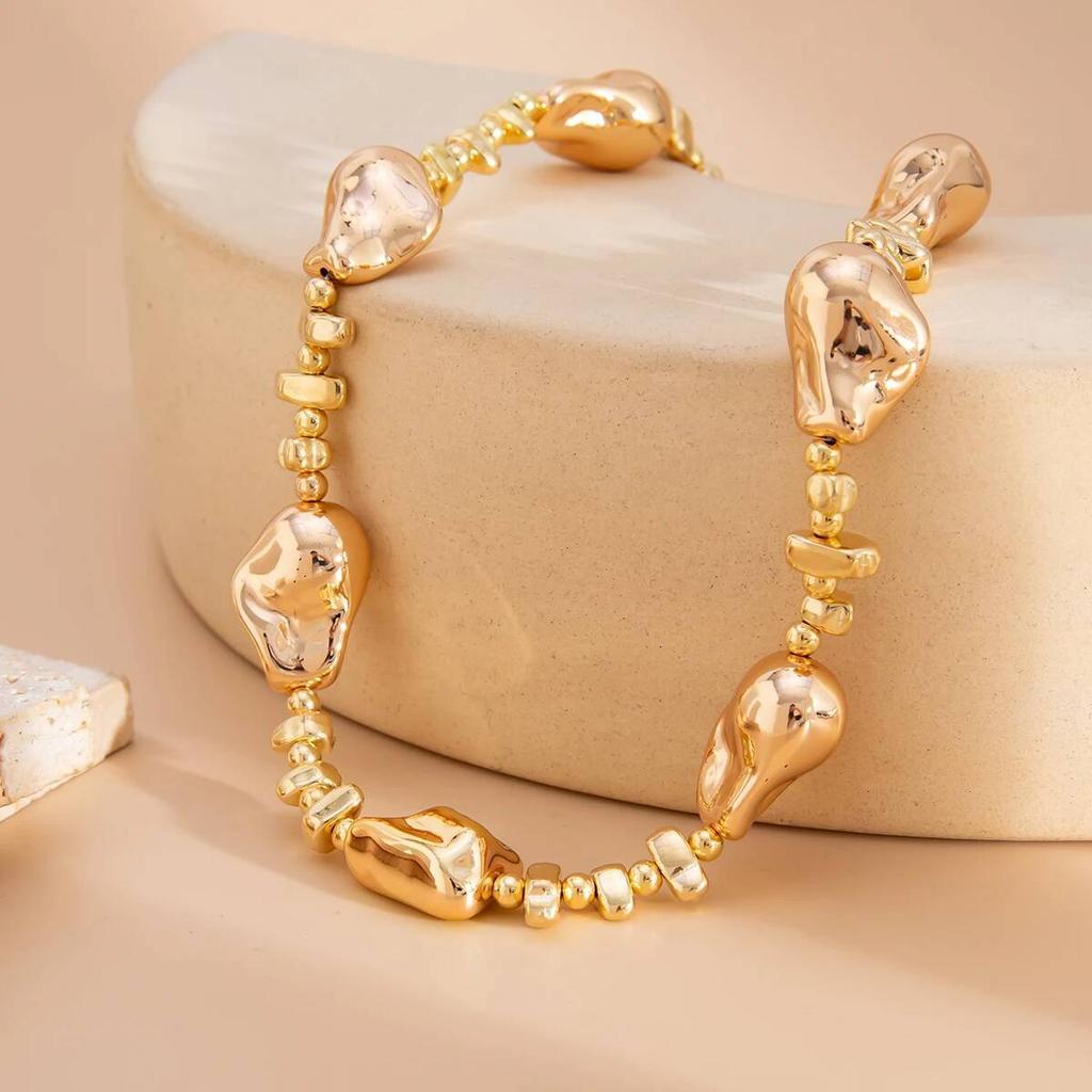 Ingemark Vintage Glossy Irregular CCB Beaded Choker Necklace for Women Adjustable Necklace Collar Chain Party Daily Jewelry New