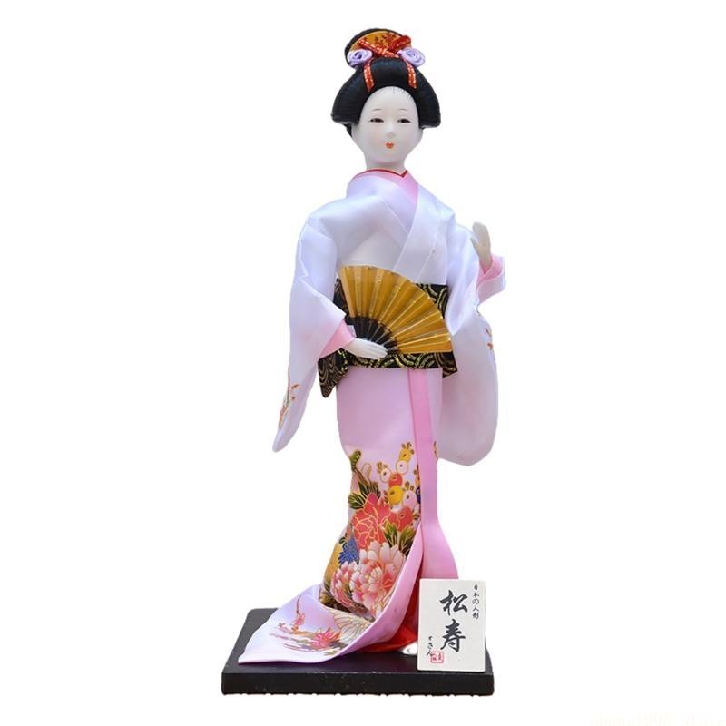 QX2E 30cm Handgefertigte Japanische Geisha Kimono Puppen Figurinen Präsentieren Traditionelle Kultur für Heimdekoration Sammler