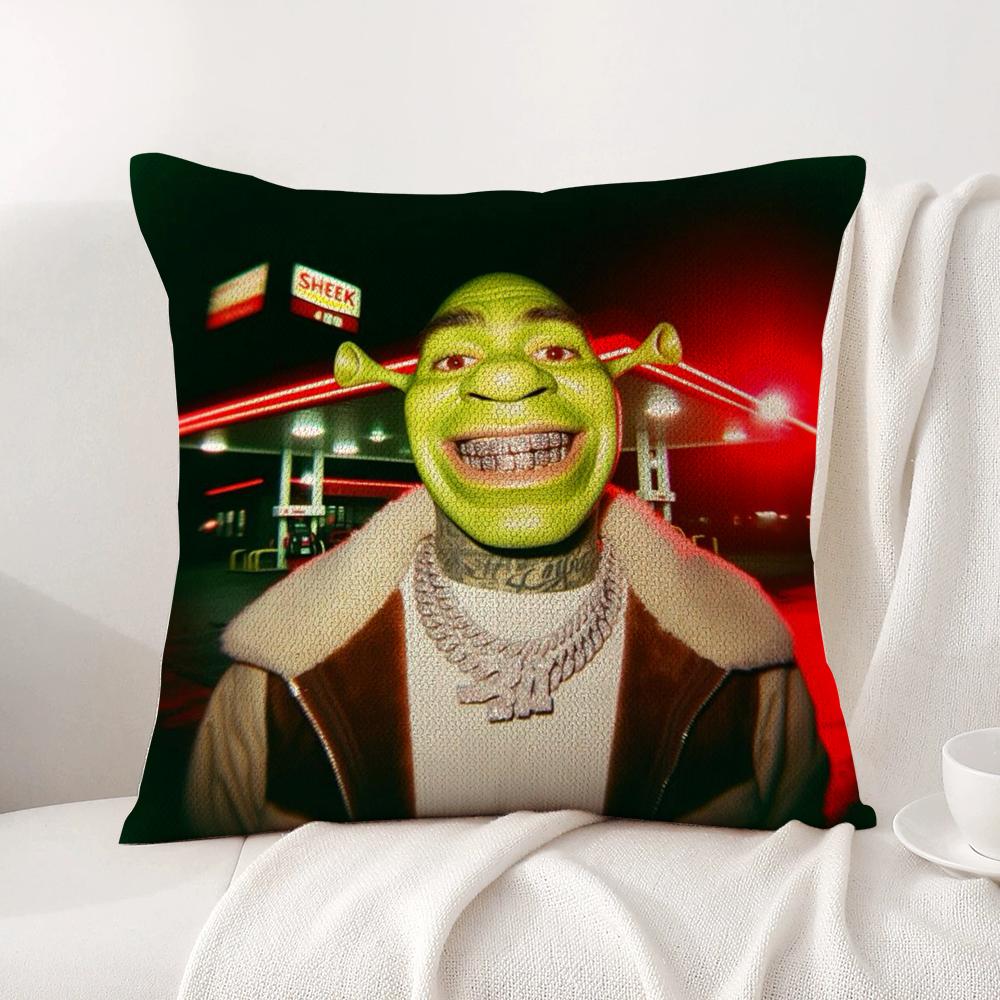 Funny Cartoon S-Shreks Pillow Case Natural Linen Organic Fabric Double-Sided Printing Breathable Perfect For Home Decor