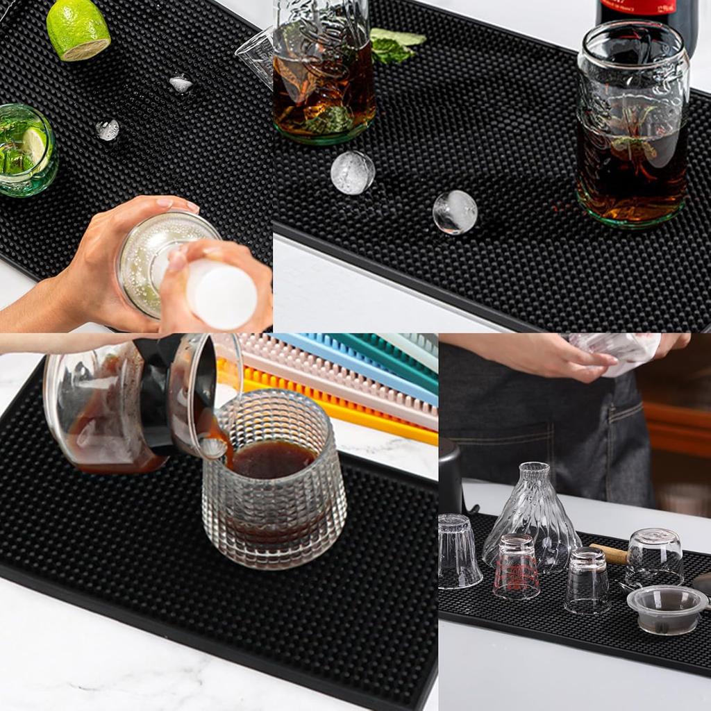LOGJAM 2PCS Bar Mat 6" x 12" for Countertop, Small Rubber Bar Mats for Bartending Cocktail Bars Restaurants Kitchen