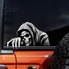 Universal Adhesive Decals Halloween Skeleton Car Sticker Peeking Decal for Window Bumper, Motorcycle Tank Stickers Waterproof Horror Skull Wall Laptop