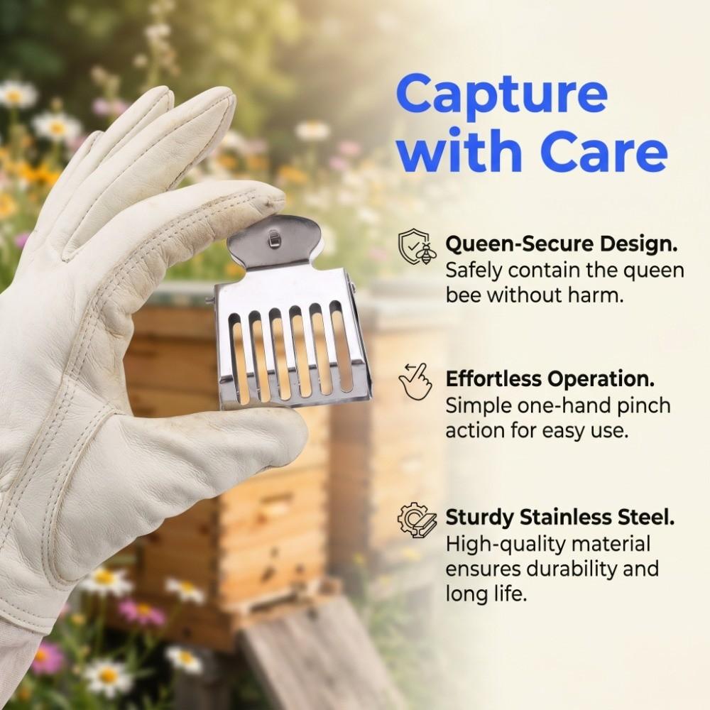 5pcs Durable Queen Bee Catcher Silver Queen Bee Cage Easy to Use Queen Bee Clip  Apiculture