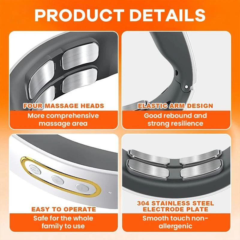 Intelligent Electric Neck Massager 6 Modes 9 Adjustable Speeds Neck and Shoulder Massage Relieves Fatigue Automatic Heating