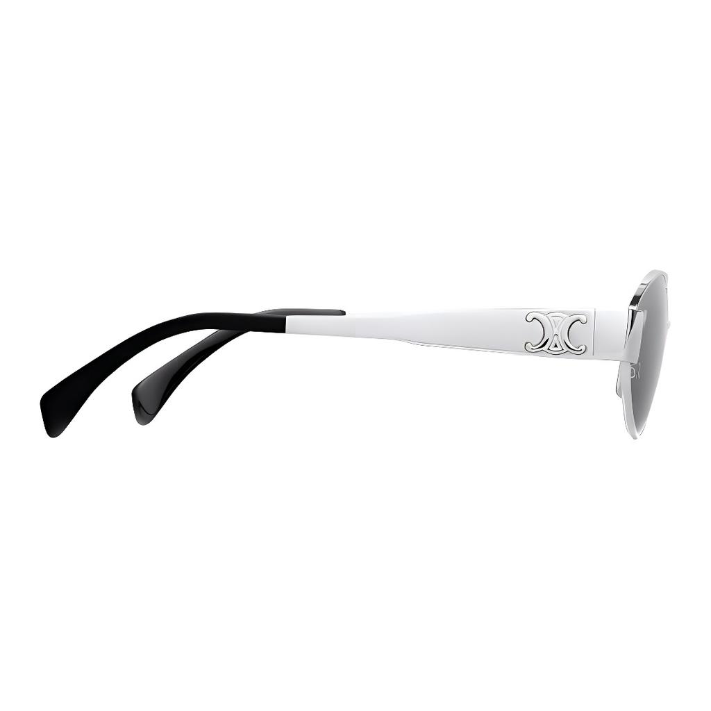 Celine Triomphe Metal 01 UV Protection Oval Sunglasses Women sunglasses Gray 4S235CMLB-36SM