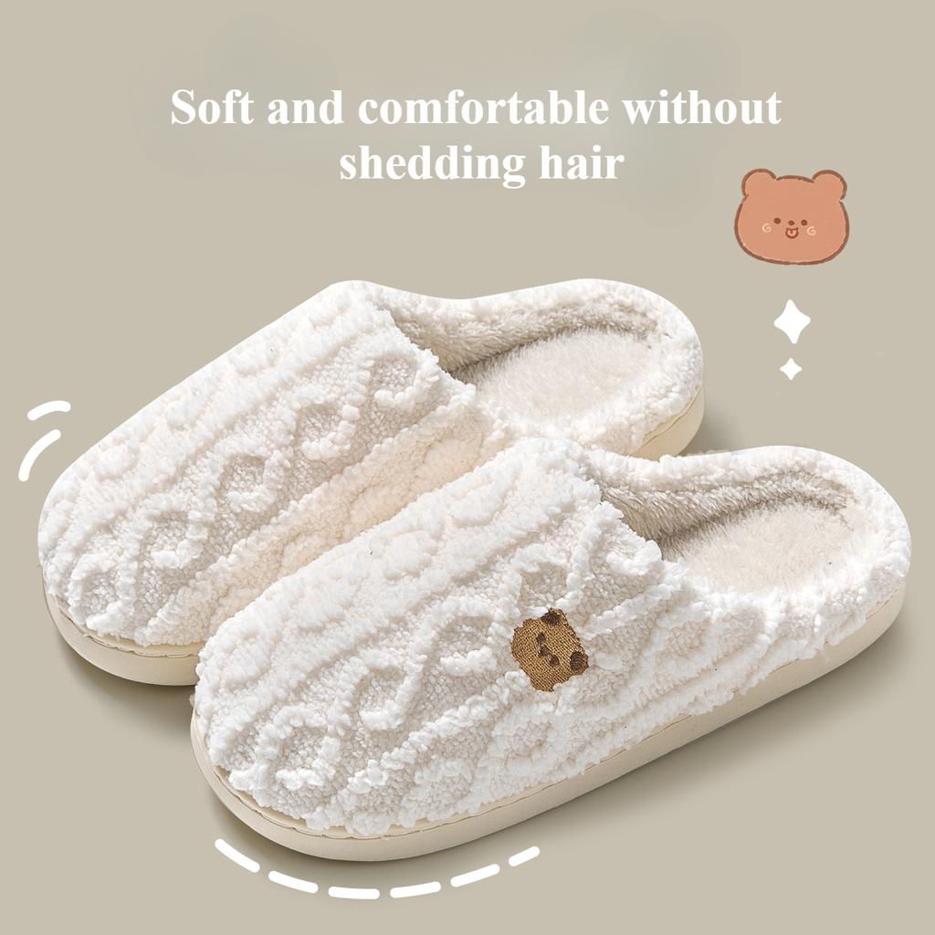 Cotton Slippers for Women's Autumn Indoor Home Confinement Shoes, Postpartum Autumn and Winter Anti Slip Thick Soled Plush Cotton Shoes