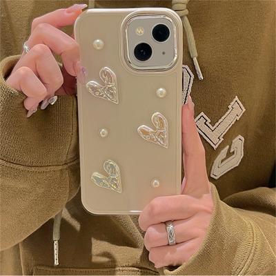 Japonia coreeană 3d Pearl Laser Love Heart Husă moale pentru telefon pentru Iphone 14 12 11 13 Pro Max Xr X Xs Max Husă din spate de protecție de lux