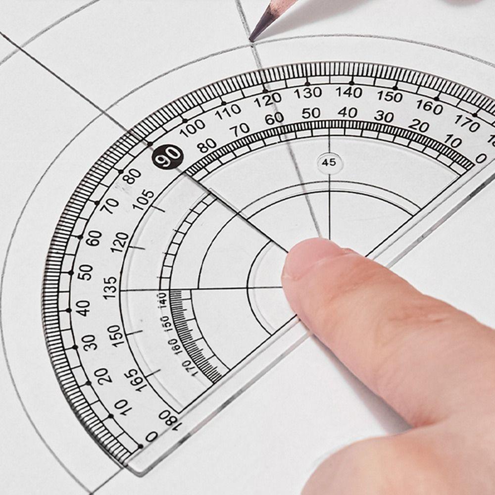 8PCS/Set Transparent Ruler Compasses Set Plastic Drawing Tool Multi-Function Protractor Students